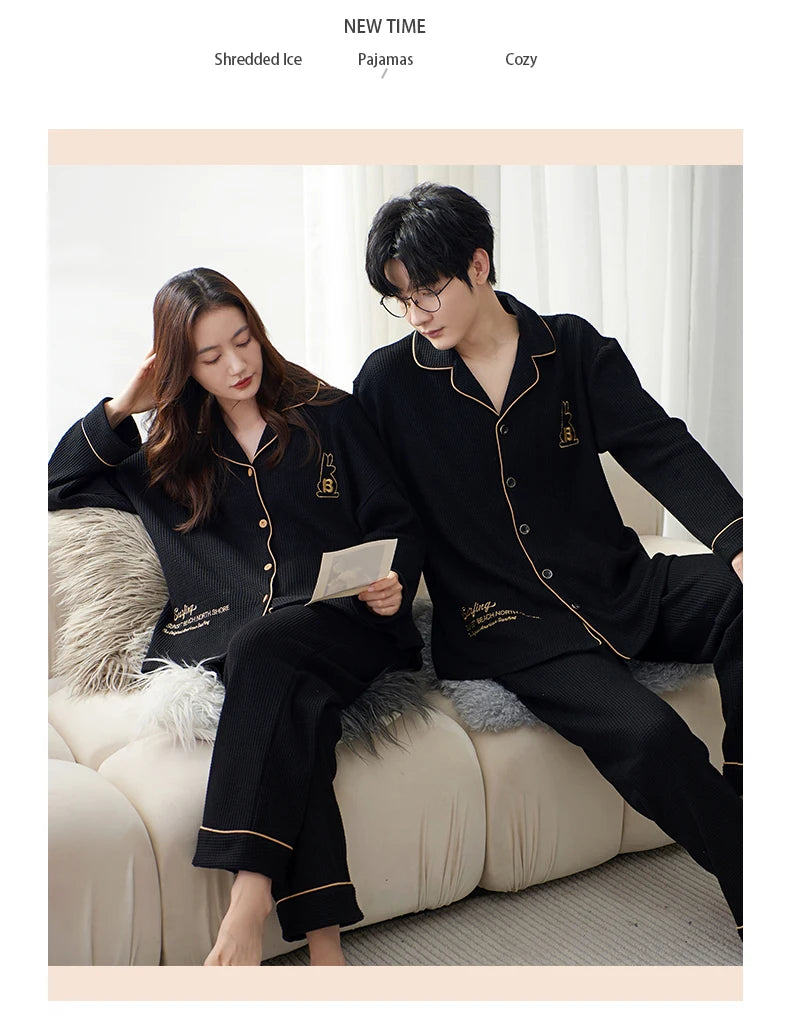 QANSCOCO Women's Cotton Pajama Set – Full Sleeve, Ankle-Length Pants with Letter Pattern for Spring