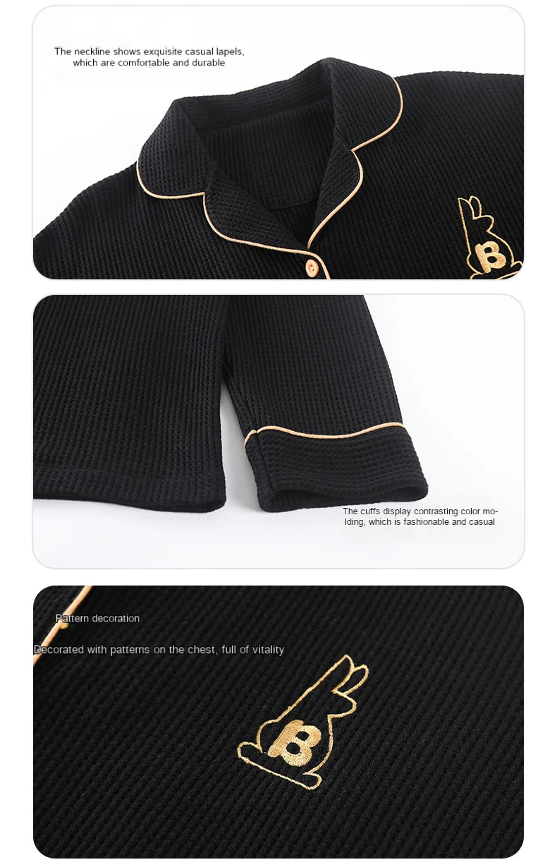 QANSCOCO Women's Cotton Pajama Set – Full Sleeve, Ankle-Length Pants with Letter Pattern for Spring