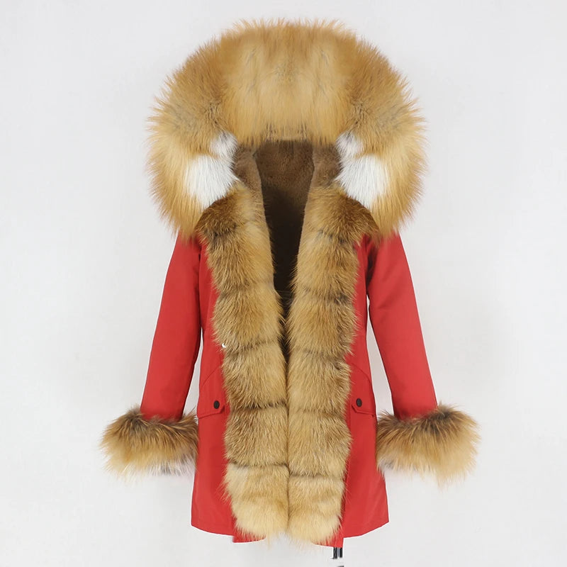 OFTBUY Women's Winter Real Fox Fur Collar Jacket - Warm, Stylish, and Cozy