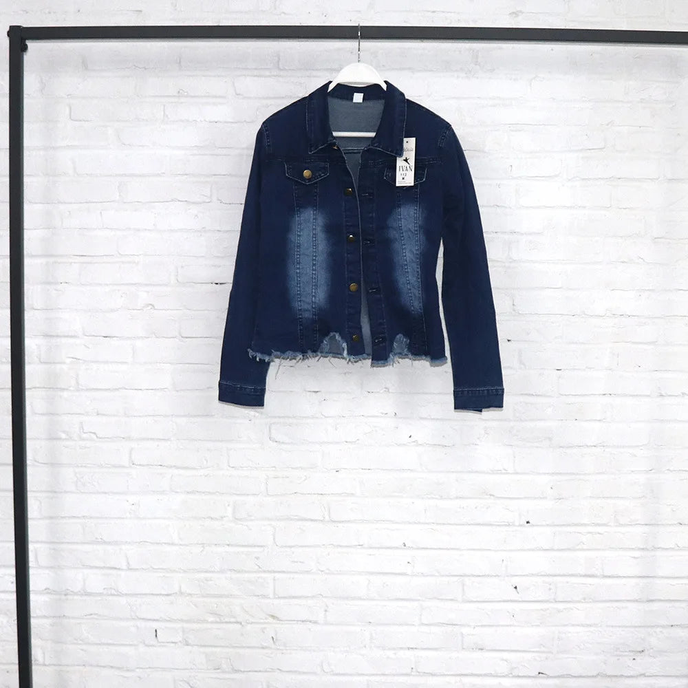 Shuaenls Women's Casual Distressed Denim Pant Set – Full Length Pencil Pants & Frayed Denim Top