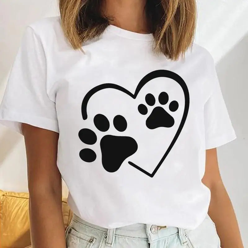 Youzhao Women's Cartoon Print Casual O-Neck T-shirt – Summer Top