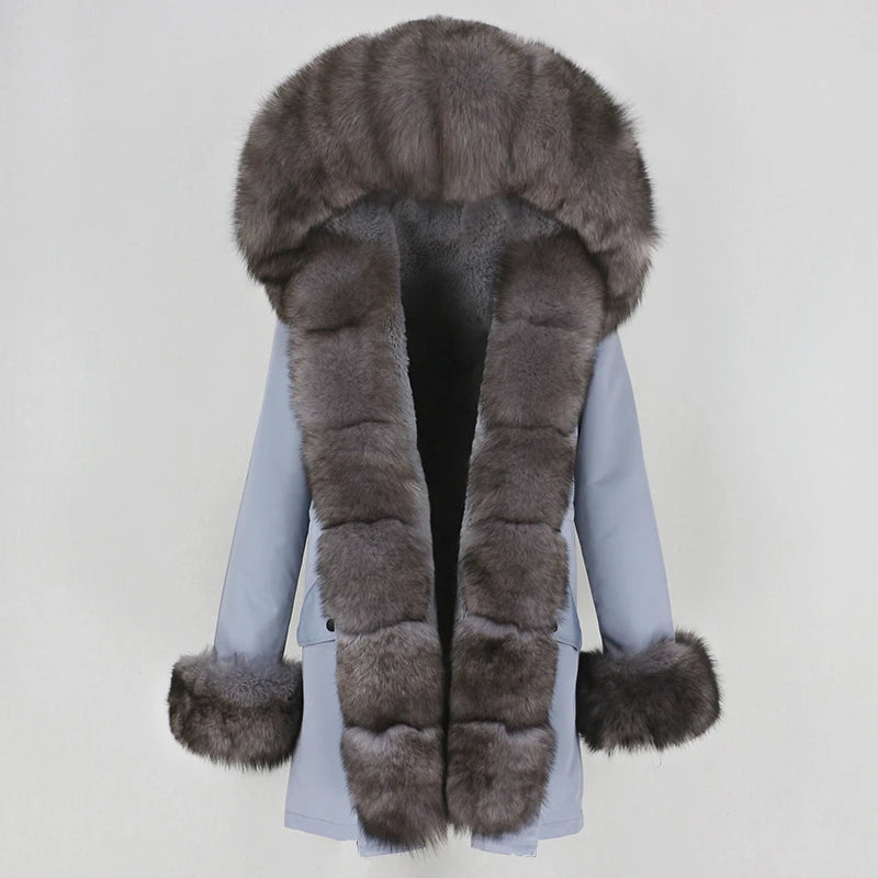 OFTBUY Women's Winter Real Fox Fur Collar Jacket - Warm, Stylish, and Cozy