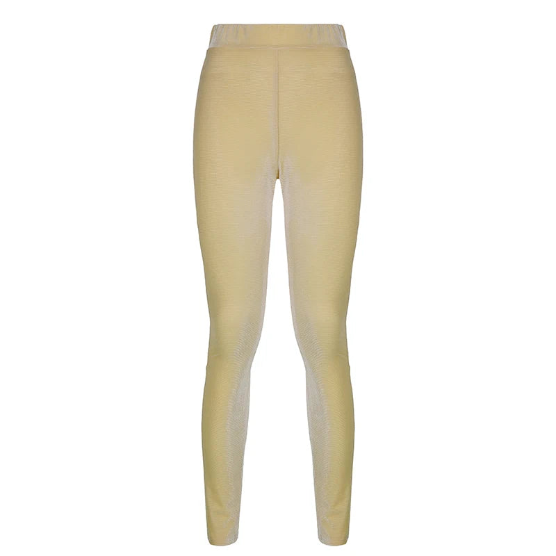 Two Piece Sets Women Autumn Solid  Pencil Pant Skinny Casual Pullover Tops & Elastic Leggings All-match Clothes
