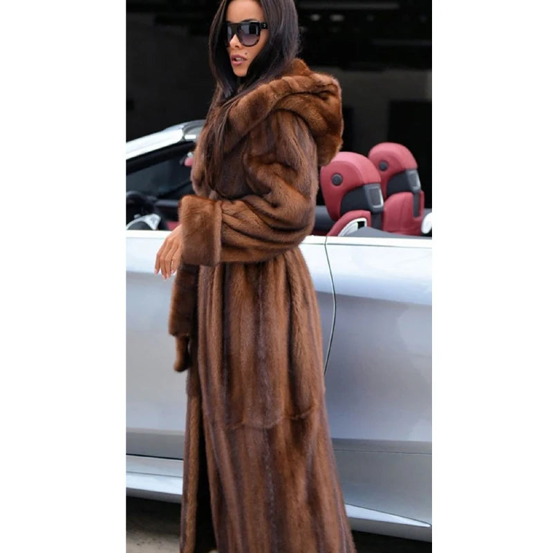 BFFUR Women’s Real Mink Fur Coat – Luxury & Warmt