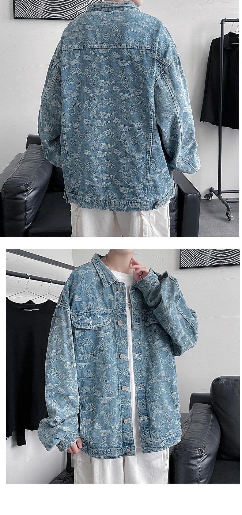 YrightMwrong High Street Floral Denim Jacket - Stylish, Casual Outerwear for Spring and Autumn