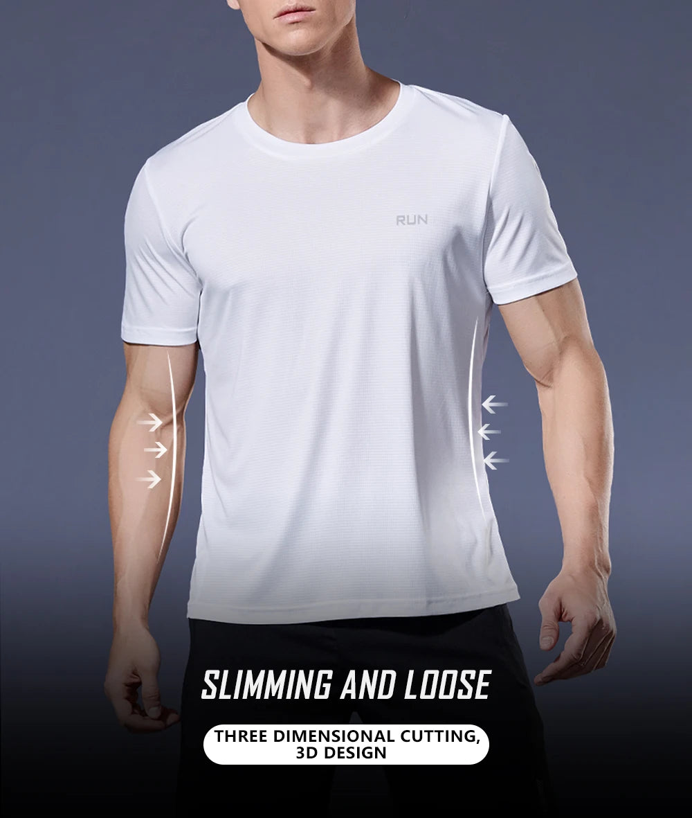 Men’s Quick-Dry Reflective Gym T-Shirt – Anti-Sweat Sportswear for Running, Basketball, Fitness
