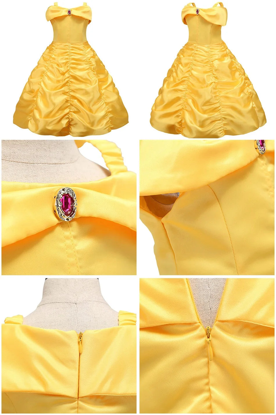 Kids Princess Dressing Girls Belle Party Costume ideally for Birthday designed detailing with Flower Beauty and Fancy Disguise