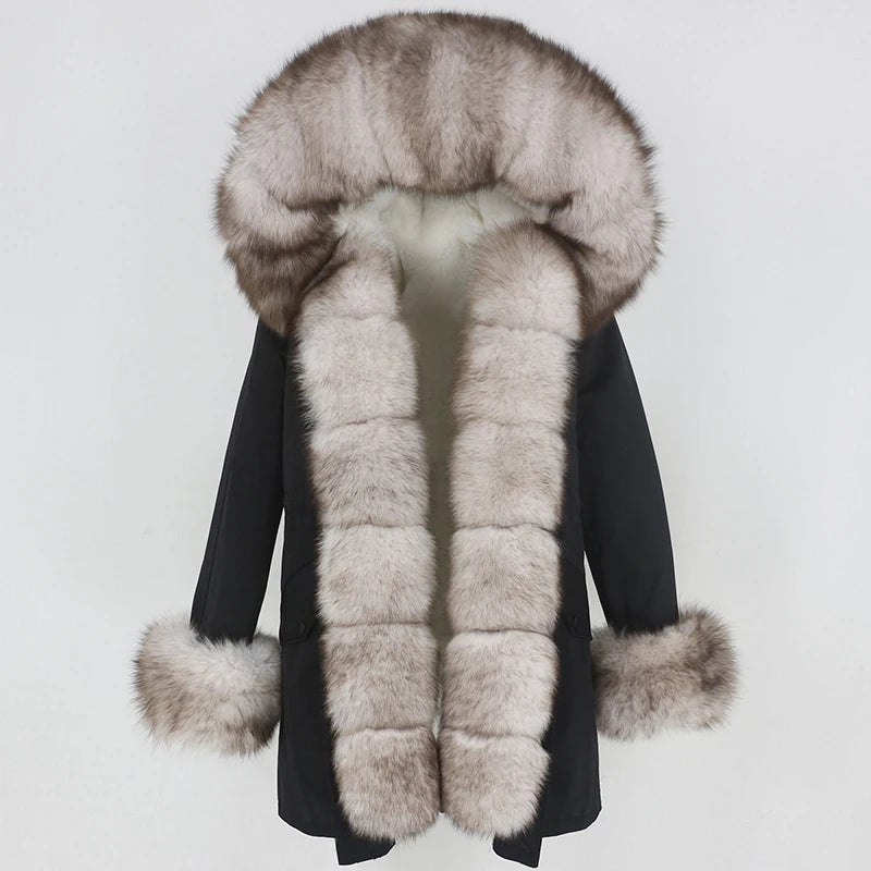 OFTBUY Women's Winter Real Fox Fur Collar Jacket - Warm, Stylish, and Cozy