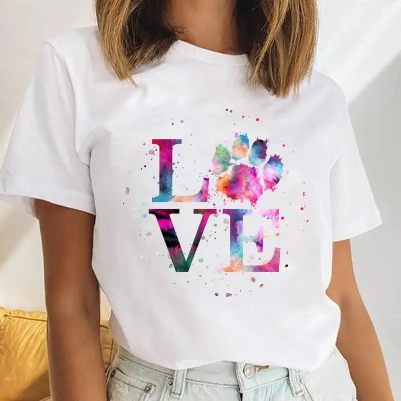 Youzhao Women's Cartoon Print Casual O-Neck T-shirt – Summer Top