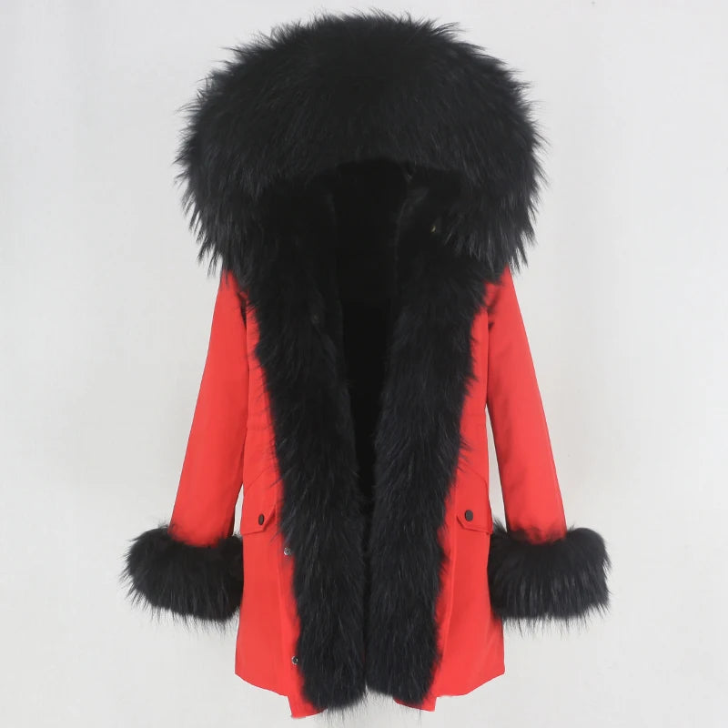 OFTBUY Women's Winter Real Fox Fur Collar Jacket - Warm, Stylish, and Cozy