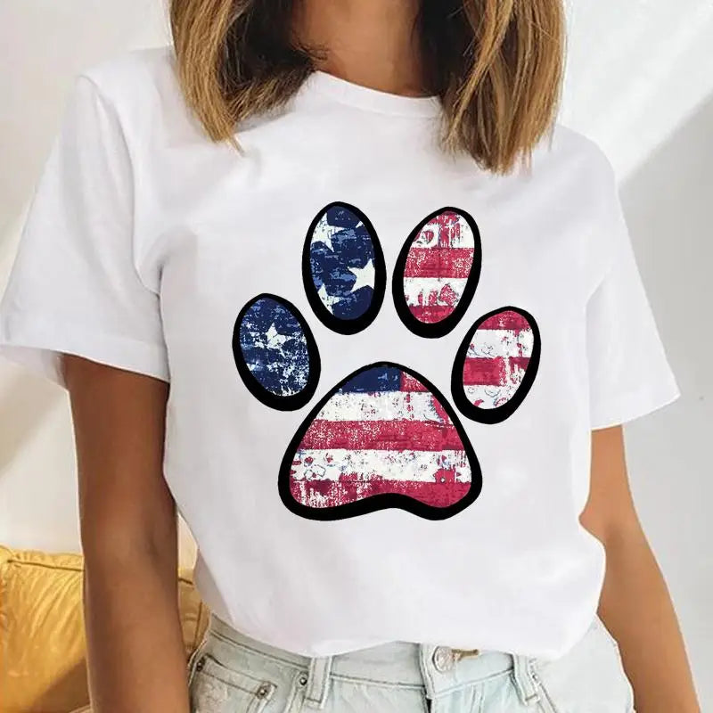 Youzhao Women's Cartoon Print Casual O-Neck T-shirt – Summer Top
