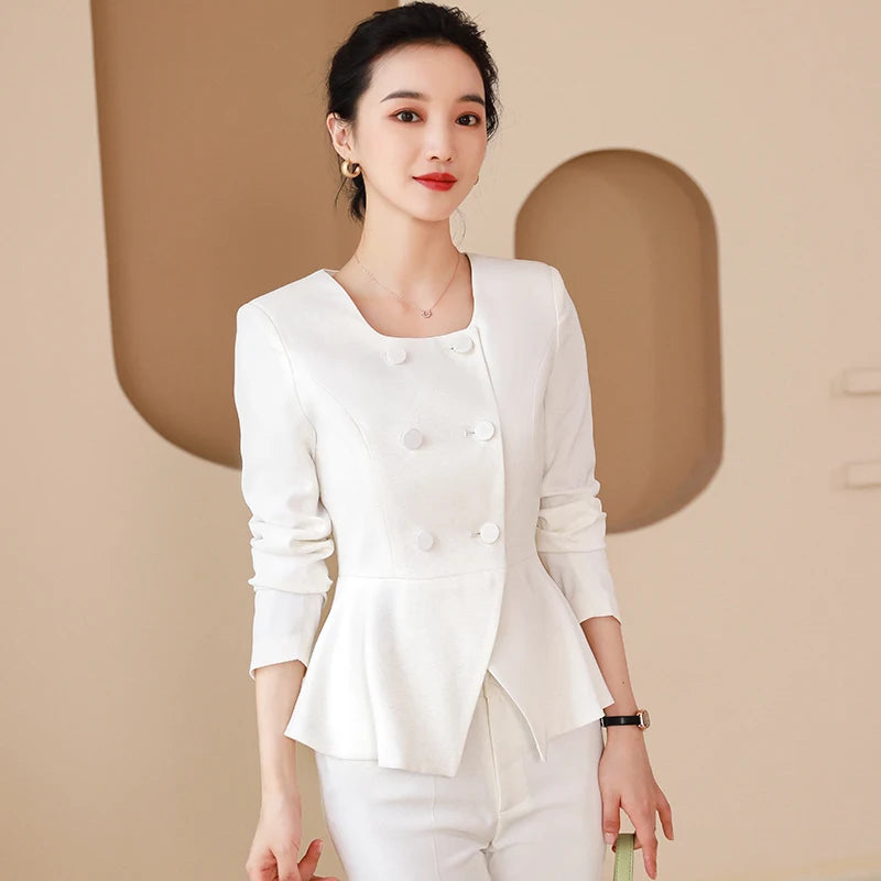 NoEnName_Null Women’s Slim-Fit Office Lady Blazer and Skirt Suit Set – Elegant, Stylish, and Perfect for Work