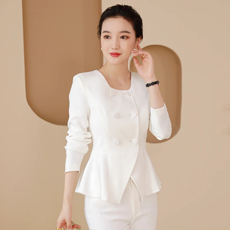 NoEnName_Null Women’s Slim-Fit Office Lady Blazer and Skirt Suit Set – Elegant, Stylish, and Perfect for Work