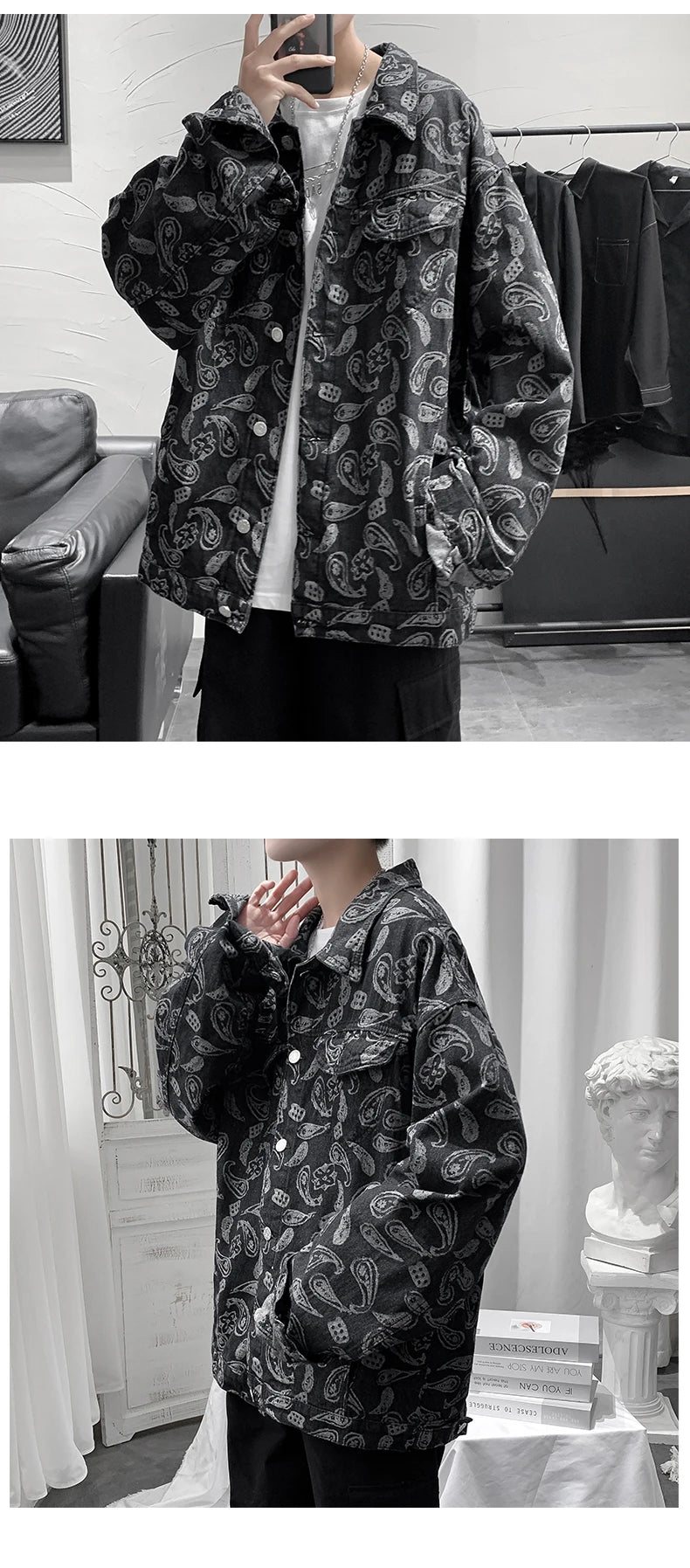 YrightMwrong High Street Floral Denim Jacket - Stylish, Casual Outerwear for Spring and Autumn