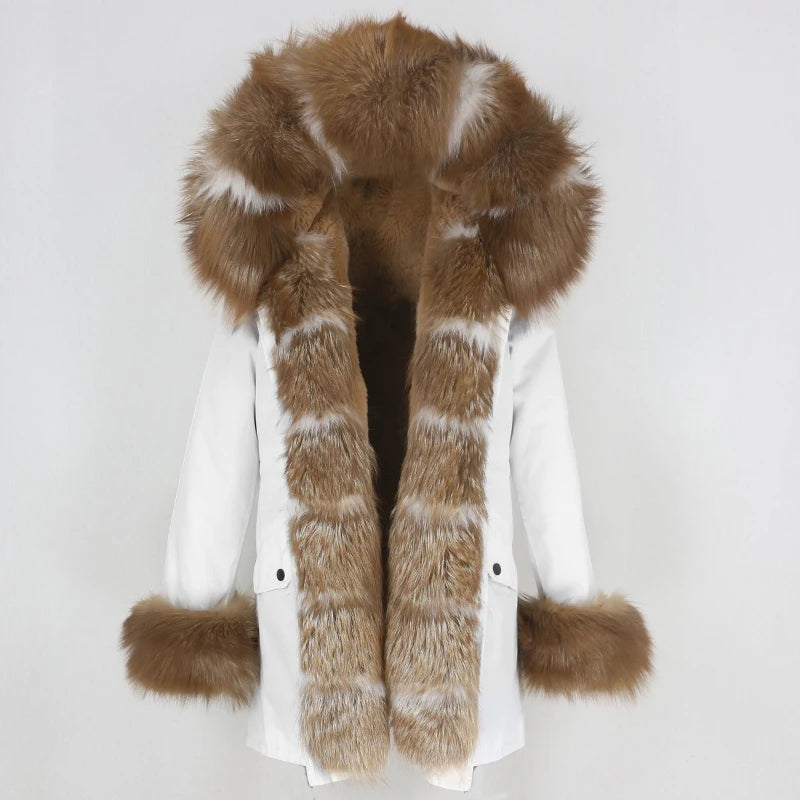 OFTBUY Women's Winter Real Fox Fur Collar Jacket - Warm, Stylish, and Cozy