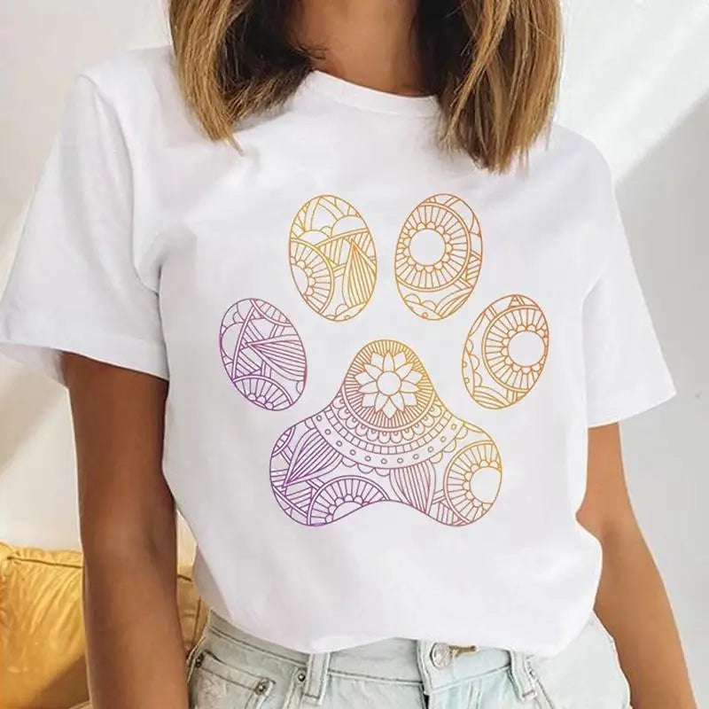Youzhao Women's Cartoon Print Casual O-Neck T-shirt – Summer Top
