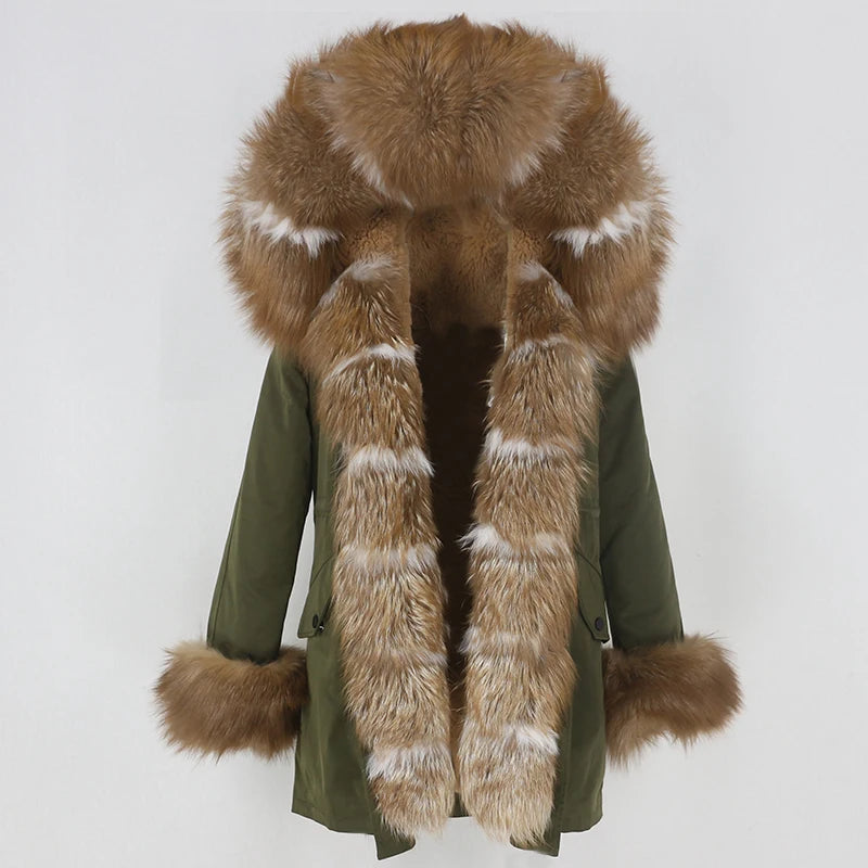 OFTBUY Women's Winter Real Fox Fur Collar Jacket - Warm, Stylish, and Cozy