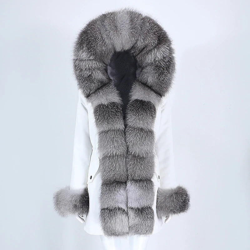 OFTBUY Women's Winter Real Fox Fur Collar Jacket - Warm, Stylish, and Cozy