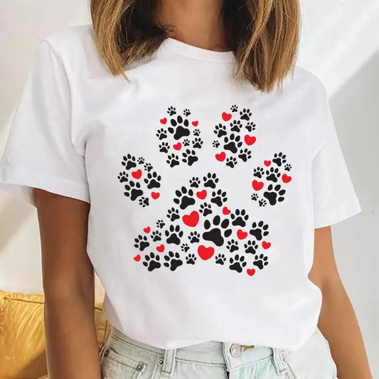 Youzhao Women's Cartoon Print Casual O-Neck T-shirt – Summer Top