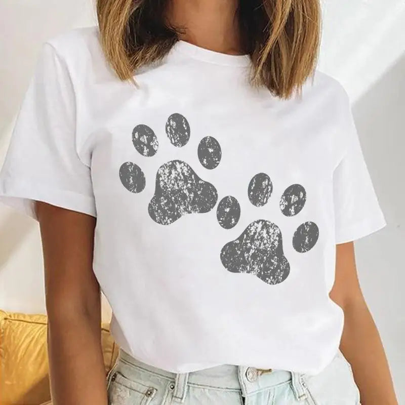 Youzhao Women's Cartoon Print Casual O-Neck T-shirt – Summer Top