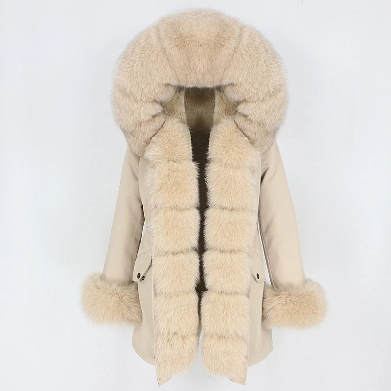 OFTBUY Women's Winter Real Fox Fur Collar Jacket - Warm, Stylish, and Cozy