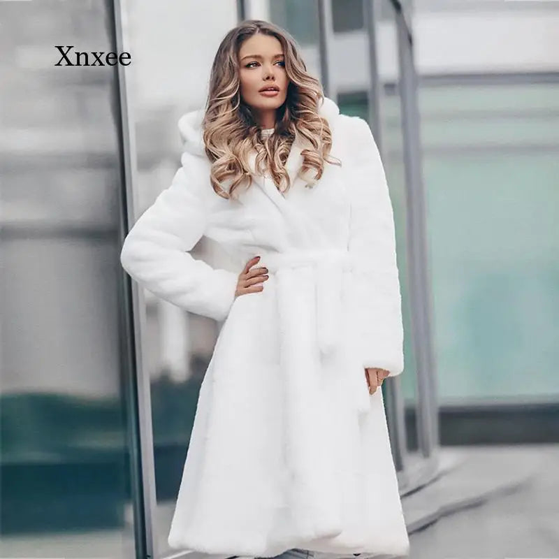  Rebicoo Women's Faux Fur Slim Casual Coat - Stylish Turn-Down Collar for Autumn & Winter