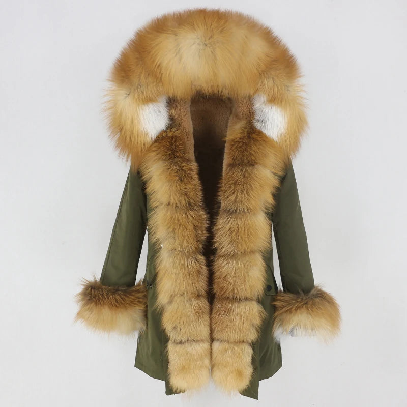 OFTBUY Women's Winter Real Fox Fur Collar Jacket - Warm, Stylish, and Cozy