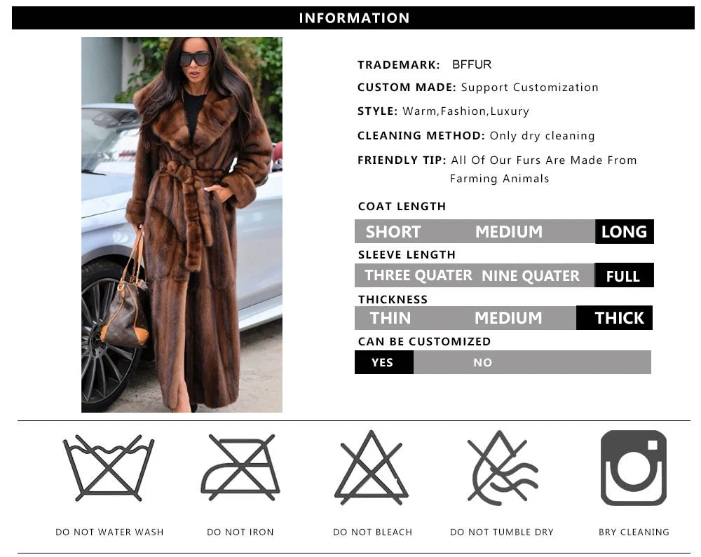 BFFUR Women’s Real Mink Fur Coat – Luxury & Warmt