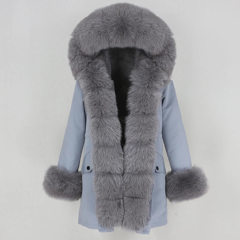 OFTBUY Women's Winter Real Fox Fur Collar Jacket - Warm, Stylish, and Cozy