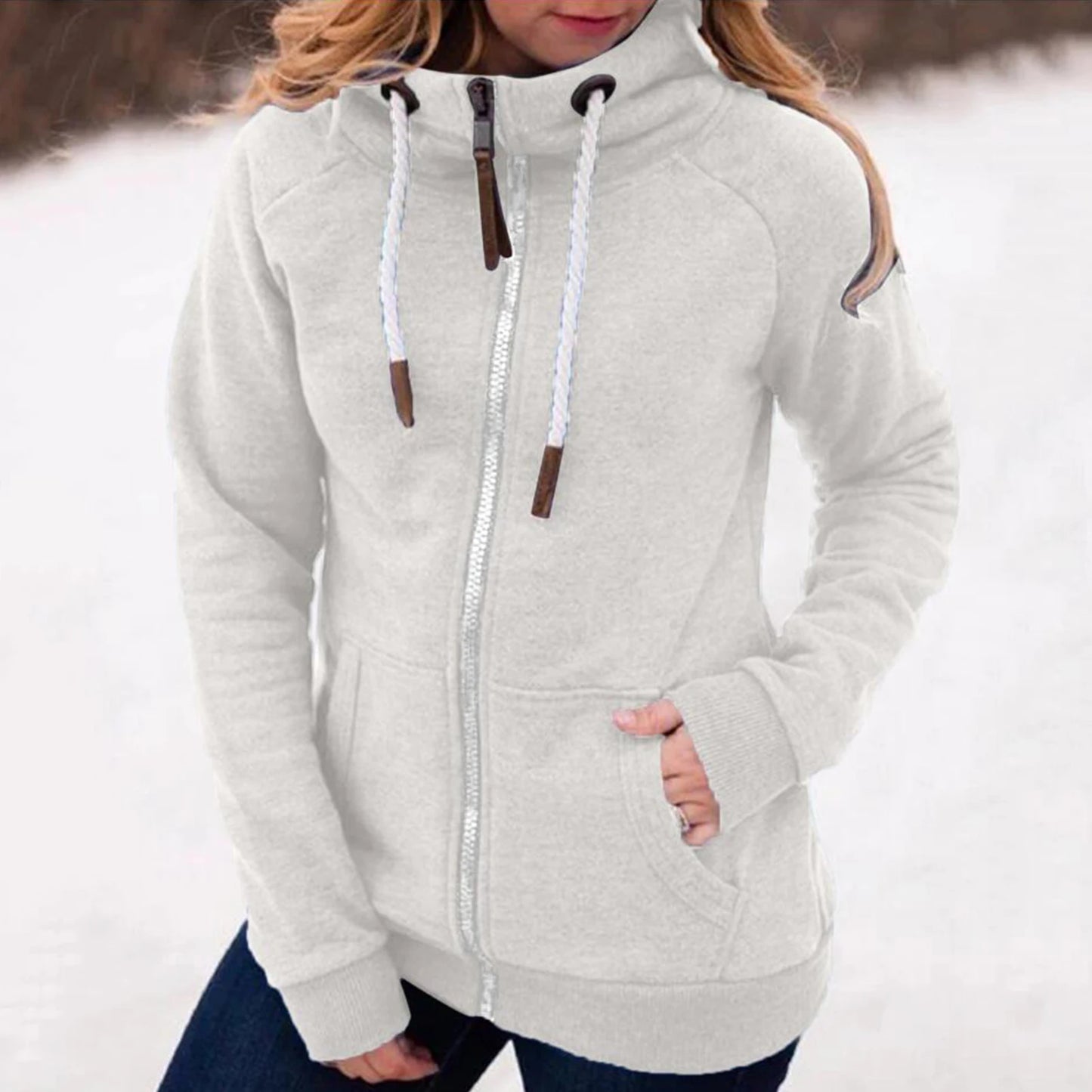 Women’s Casual Zip-Up Hooded Sweatshirt - Soft & Stylish