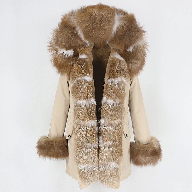 OFTBUY Women's Winter Real Fox Fur Collar Jacket - Warm, Stylish, and Cozy