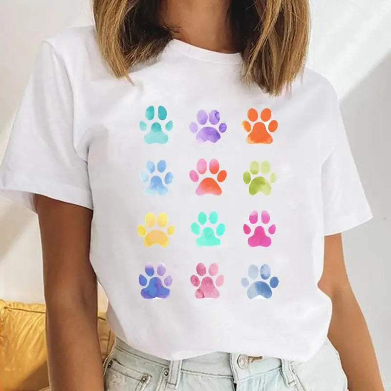 Youzhao Women's Cartoon Print Casual O-Neck T-shirt – Summer Top