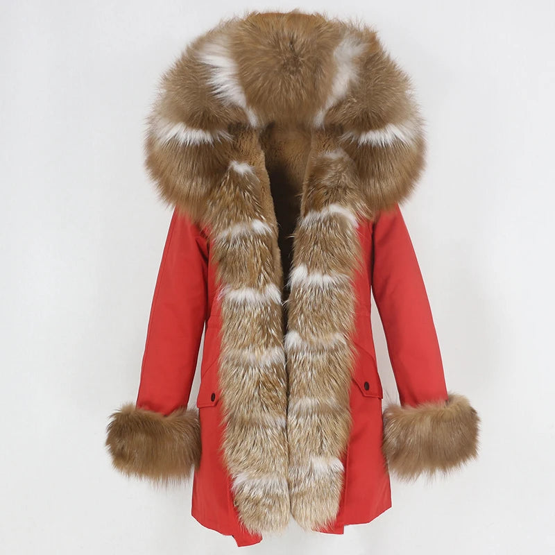 OFTBUY Women's Winter Real Fox Fur Collar Jacket - Warm, Stylish, and Cozy