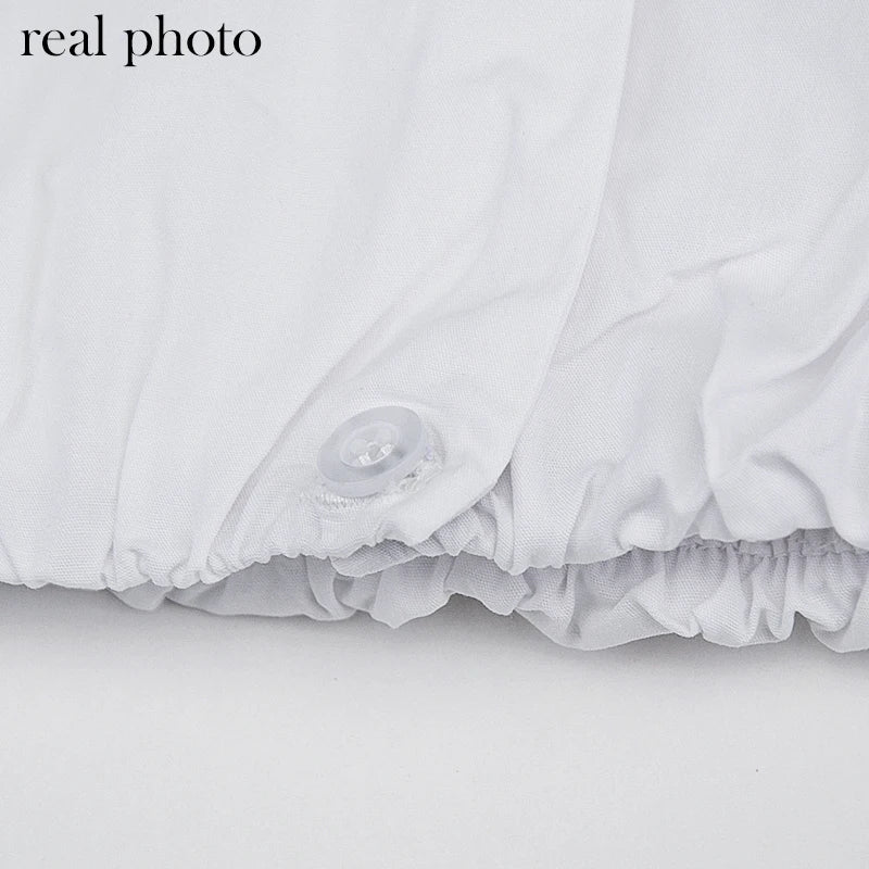 Simenual Women’s Streetwear Casual Shirt with Puff Sleeves – Slim Fit, Solid Pattern, Single Button Closure