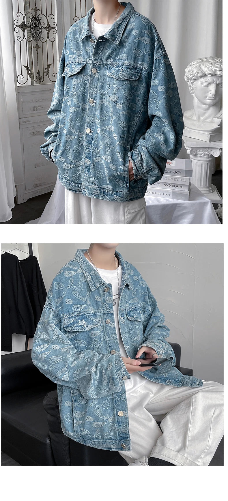 YrightMwrong High Street Floral Denim Jacket - Stylish, Casual Outerwear for Spring and Autumn