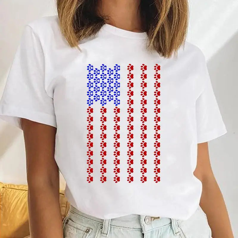 Youzhao Women's Cartoon Print Casual O-Neck T-shirt – Summer Top