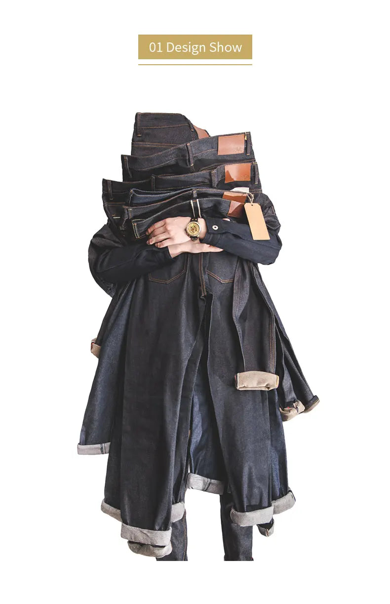 MADEN Men’s Midweight Denim Cargo Pants – Casual Full-Length Jeans with Pockets for Everyday Wear