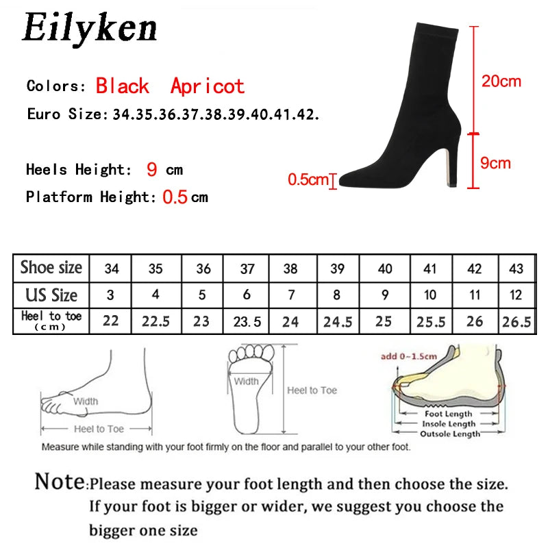 Eilyken Women's Ankle Boots – High Heel, Platform, Flock Material, Street Style