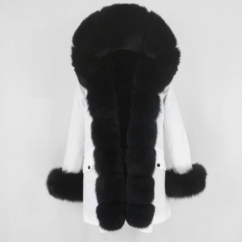 OFTBUY Women's Winter Real Fox Fur Collar Jacket - Warm, Stylish, and Cozy