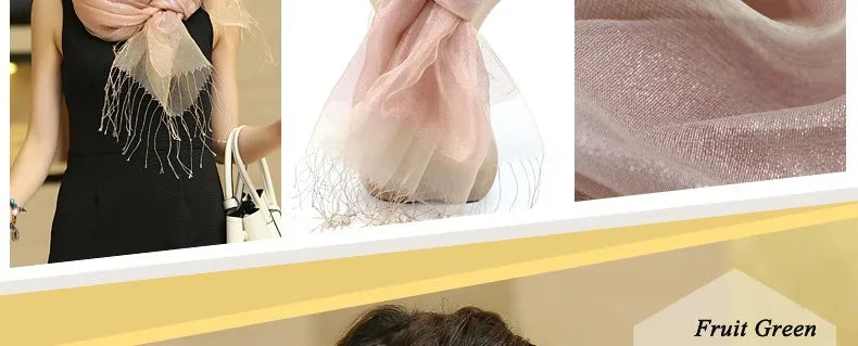 Elegant Mulberry Silk Scarf for Women - Fashion Shawl, Wrap, and Casual Scarf with Tassels