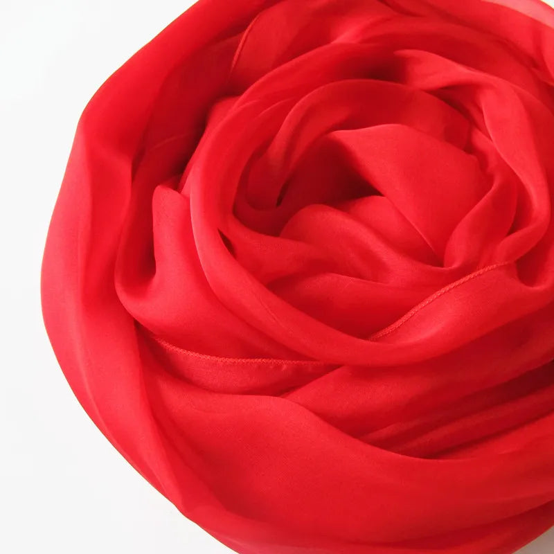 BYSIFA 100% Silk Solid Red Scarf for Women – Multifunctional Shawl, Wrap, and Pashmina for All Seasons