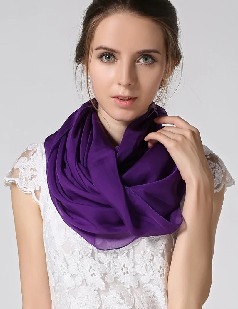 BYSIFA 100% Silk Solid Red Scarf for Women – Multifunctional Shawl, Wrap, and Pashmina for All Seasons