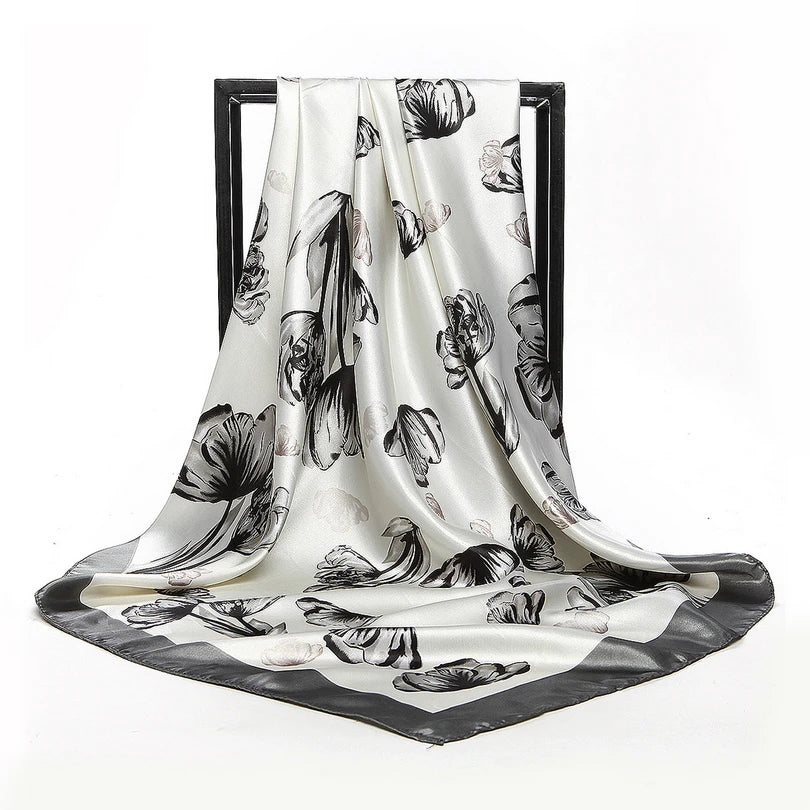 BYSIFA Fashionable Women’s Multifunctional Printed Scarf - All-Season 90x90cm Polyester Shawl