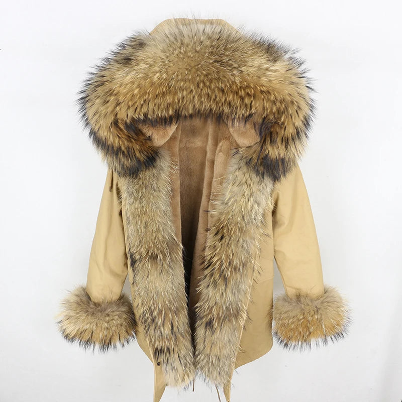 OFTBUY Women's Winter Real Fox Fur Collar Jacket - Warm, Stylish, and Cozy