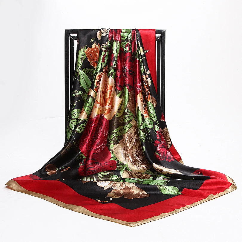 BYSIFA Fashionable Women’s Multifunctional Printed Scarf - All-Season 90x90cm Polyester Shawl