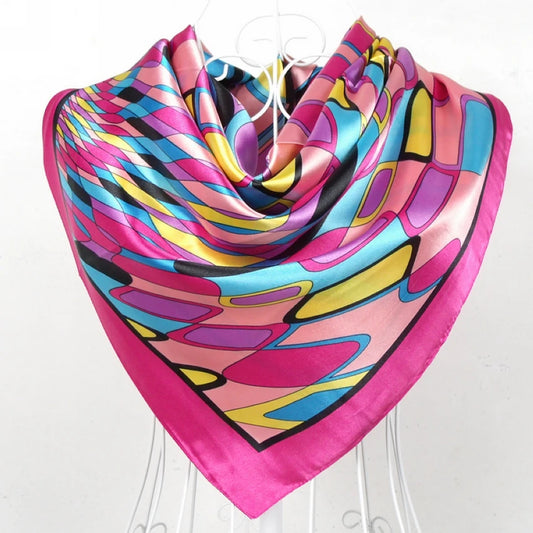 BYSIFA Fashionable Women’s Multifunctional Printed Scarf - All-Season 90x90cm Polyester Shawl