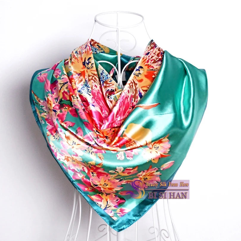 BYSIFA Fashionable Women’s Multifunctional Printed Scarf - All-Season 90x90cm Polyester Shawl