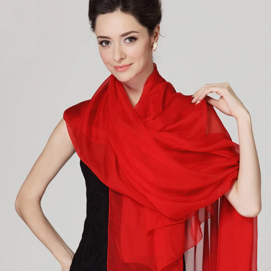 BYSIFA 100% Silk Solid Red Scarf for Women – Multifunctional Shawl, Wrap, and Pashmina for All Seasons