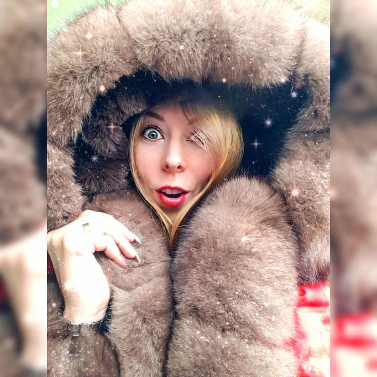 OFTBUY Women's Winter Real Fox Fur Collar Jacket - Warm, Stylish, and Cozy