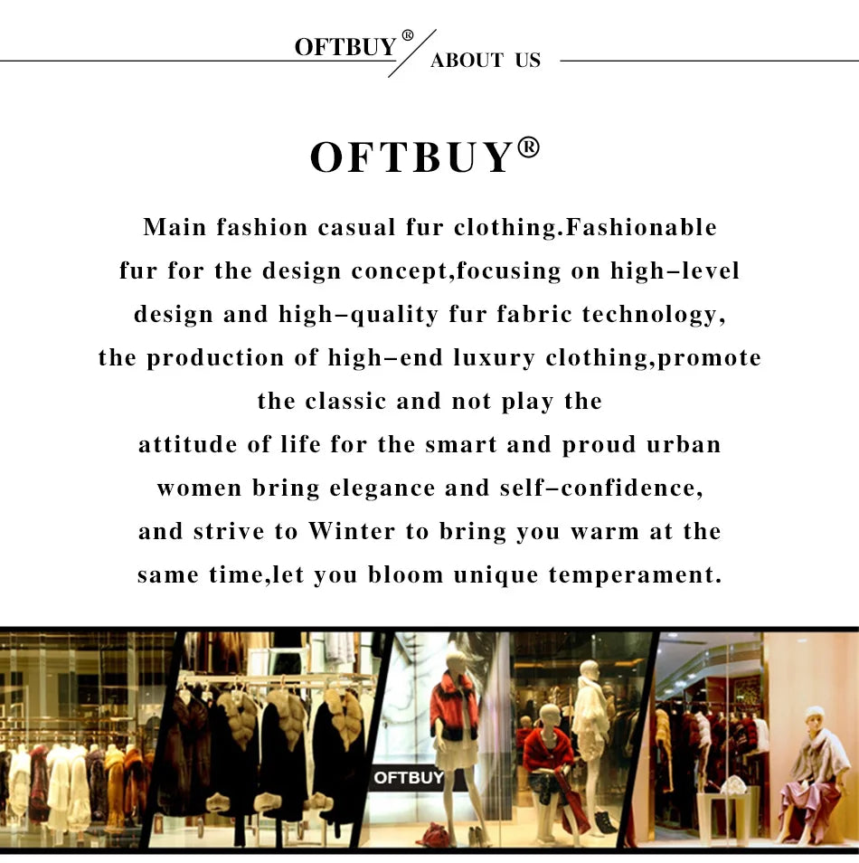 OFTBUY Women's Winter Real Fox Fur Collar Jacket - Warm, Stylish, and Cozy